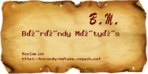 Böröndy Mátyás névjegykártya
