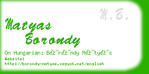 matyas borondy business card